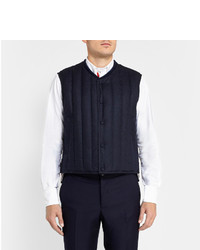 dunkelblaue gesteppte ärmellose Jacke von Thom Browne