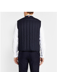 dunkelblaue gesteppte ärmellose Jacke von Thom Browne