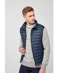 dunkelblaue gesteppte ärmellose Jacke von next