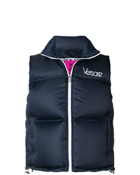 dunkelblaue gesteppte ärmellose Jacke von Versace