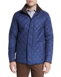 dunkelblaue gesteppte leichte Jacke