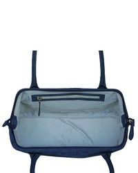 dunkelblaue gesteppte Shopper Tasche aus Leder von SILVIO TOSSI