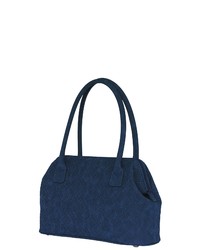 dunkelblaue gesteppte Shopper Tasche aus Leder von SILVIO TOSSI