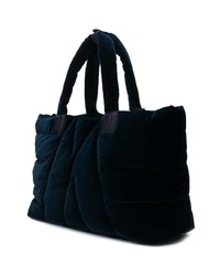 dunkelblaue gesteppte Shopper Tasche aus Segeltuch von Moncler