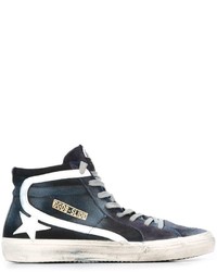 dunkelblaue hohe Sneakers aus Jeans