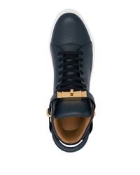 dunkelblaue hohe Sneakers aus Leder von Buscemi