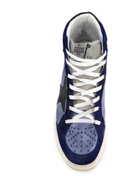 dunkelblaue hohe Sneakers aus Leder von Golden Goose Deluxe Brand