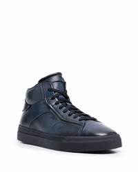 dunkelblaue hohe Sneakers aus Leder von Santoni