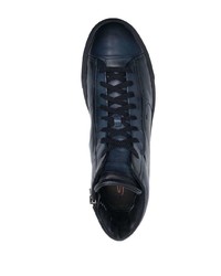 dunkelblaue hohe Sneakers aus Leder von Santoni