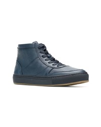 dunkelblaue hohe Sneakers aus Leder von Tommy Hilfiger