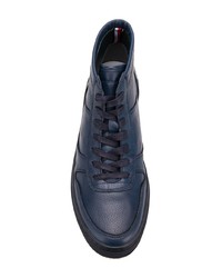 dunkelblaue hohe Sneakers aus Leder von Tommy Hilfiger