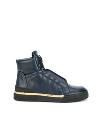dunkelblaue hohe Sneakers aus Leder von Balmain