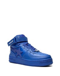 dunkelblaue hohe Sneakers aus Leder von A Bathing Ape