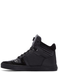 dunkelblaue hohe Sneakers aus Leder von Versace