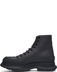 dunkelblaue hohe Sneakers aus Leder von Alexander McQueen