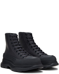 dunkelblaue hohe Sneakers aus Leder von Alexander McQueen