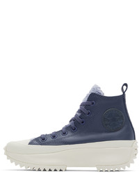 dunkelblaue hohe Sneakers aus Leder von Converse