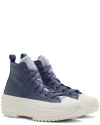 dunkelblaue hohe Sneakers aus Leder von Converse