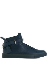 dunkelblaue hohe Sneakers aus Leder von Buscemi