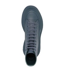 dunkelblaue hohe Sneakers aus Leder von Alexander McQueen