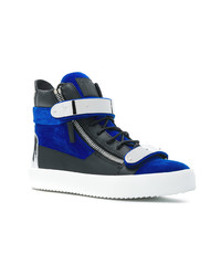 dunkelblaue hohe Sneakers aus Leder von Giuseppe Zanotti Design