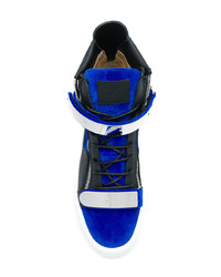 dunkelblaue hohe Sneakers aus Leder von Giuseppe Zanotti Design