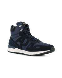 dunkelblaue hohe Sneakers aus Leder von Armani Jeans