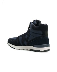 dunkelblaue hohe Sneakers aus Leder von Armani Jeans