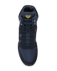 dunkelblaue hohe Sneakers aus Leder von Armani Jeans