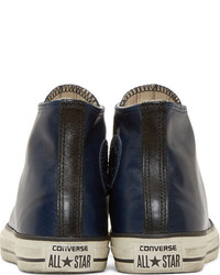 dunkelblaue hohe Sneakers aus Leder von John Varvatos
