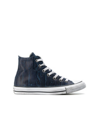 dunkelblaue hohe Sneakers aus Leder von Converse