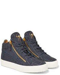 dunkelblaue hohe Sneakers aus Leder von Giuseppe Zanotti