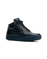 dunkelblaue hohe Sneakers aus Leder von Baldinini