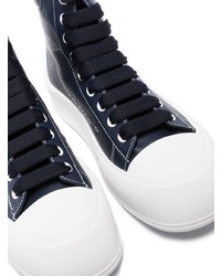 dunkelblaue hohe Sneakers aus Leder von Alexander McQueen