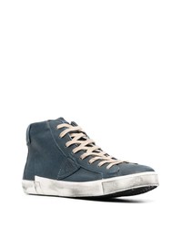 dunkelblaue hohe Sneakers aus Leder von Philippe Model Paris