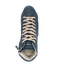 dunkelblaue hohe Sneakers aus Leder von Philippe Model Paris