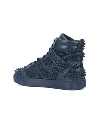 dunkelblaue hohe Sneakers aus Leder von Philipp Plein