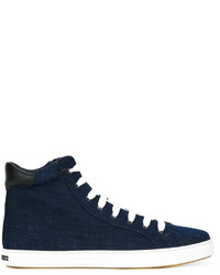 dunkelblaue hohe Sneakers aus Leder von DSQUARED2