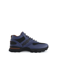 dunkelblaue hohe Sneakers aus Leder von Ermenegildo Zegna XXX
