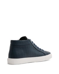 dunkelblaue hohe Sneakers aus Leder von Hide&Jack