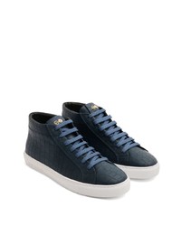 dunkelblaue hohe Sneakers aus Leder von Hide&Jack