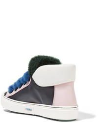 dunkelblaue hohe Sneakers aus Leder von Fendi