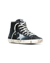 dunkelblaue hohe Sneakers aus Leder von Golden Goose Deluxe Brand