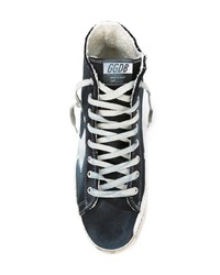 dunkelblaue hohe Sneakers aus Leder von Golden Goose Deluxe Brand