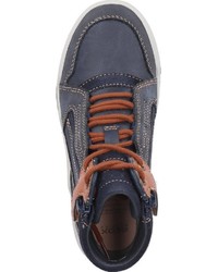 dunkelblaue hohe Sneakers aus Leder von Geox