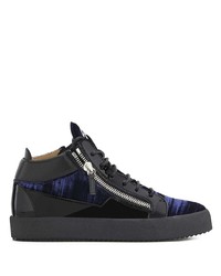 dunkelblaue hohe Sneakers aus Leder von Giuseppe Zanotti