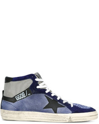 dunkelblaue hohe Sneakers aus Leder von Golden Goose Deluxe Brand