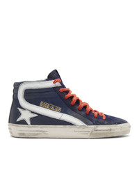 dunkelblaue hohe Sneakers aus Leder von Golden Goose