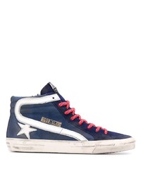 dunkelblaue hohe Sneakers aus Leder von Golden Goose