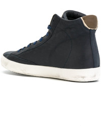 dunkelblaue hohe Sneakers aus Leder von Philippe Model